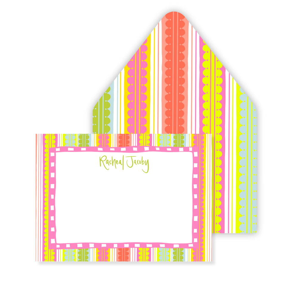 Scalloped Stripe Stationery