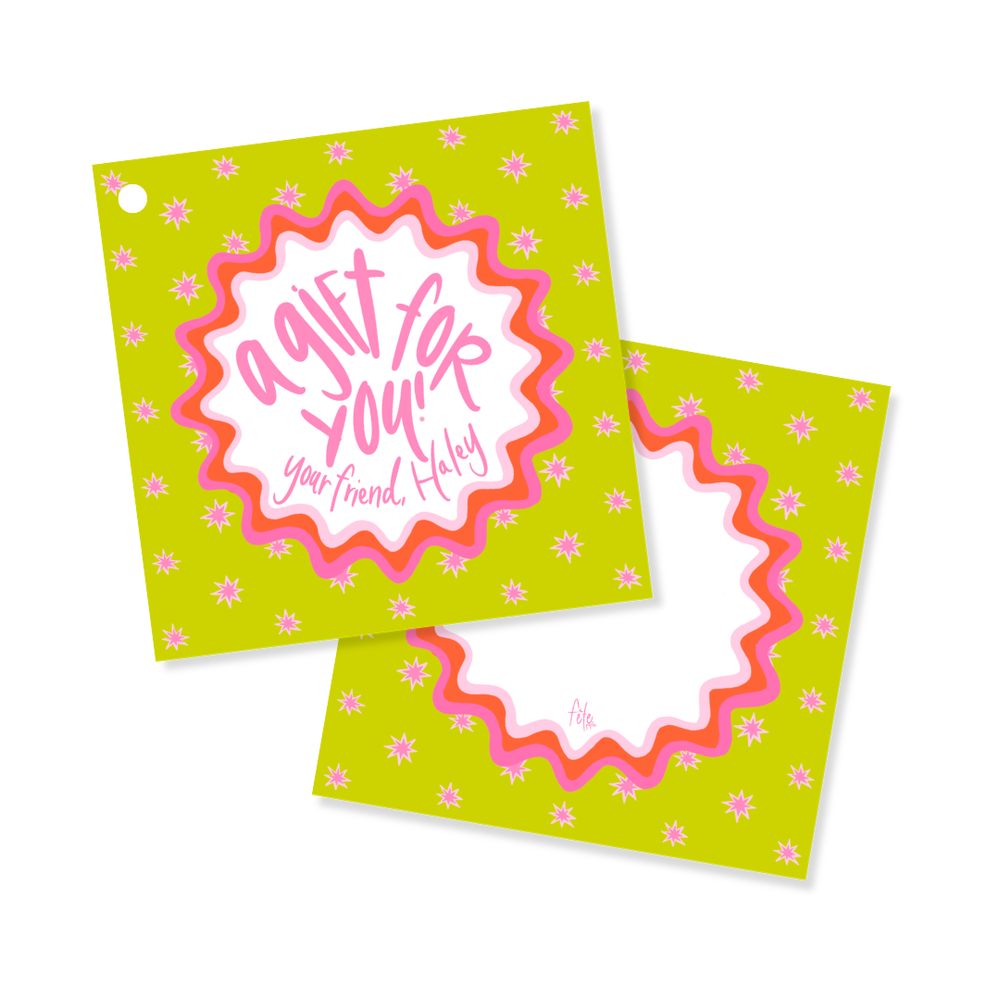 Back To School Starburst Gift Tags in Lime