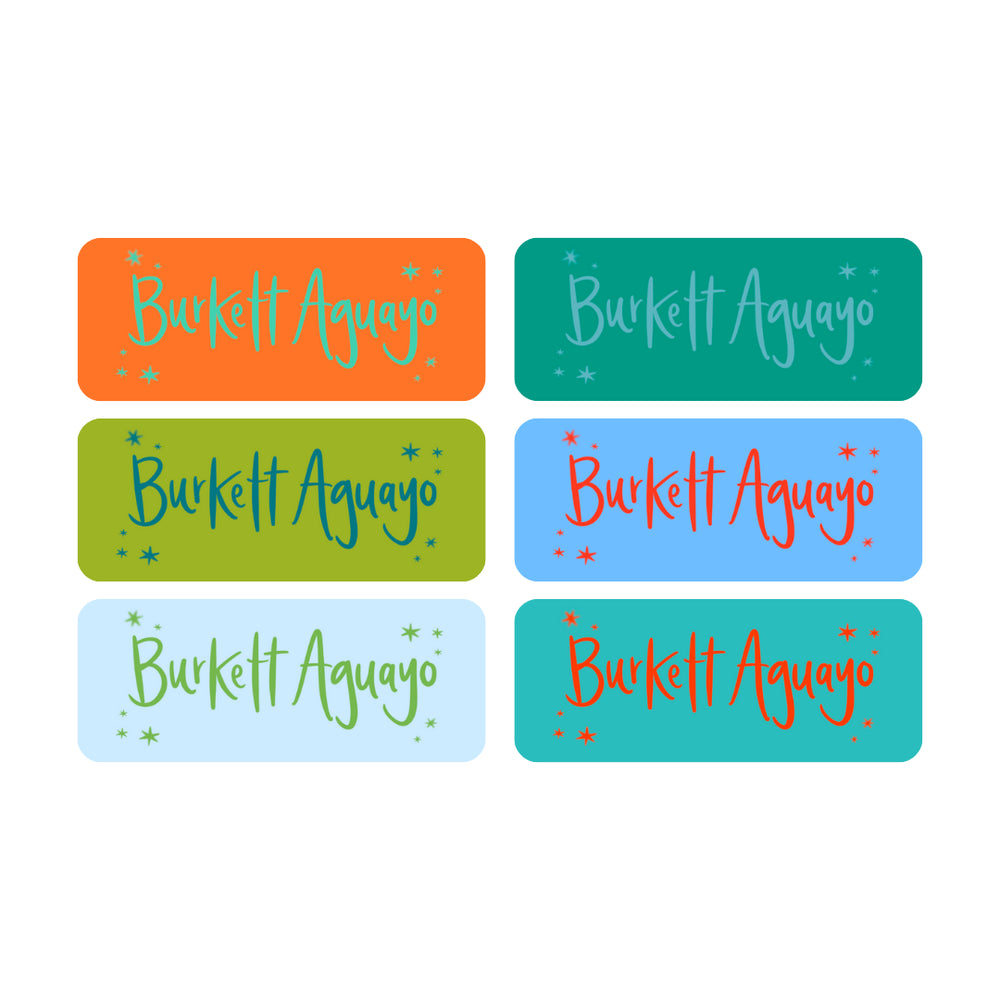 Boy Back To School Vinyl Labels in Grass & Denim