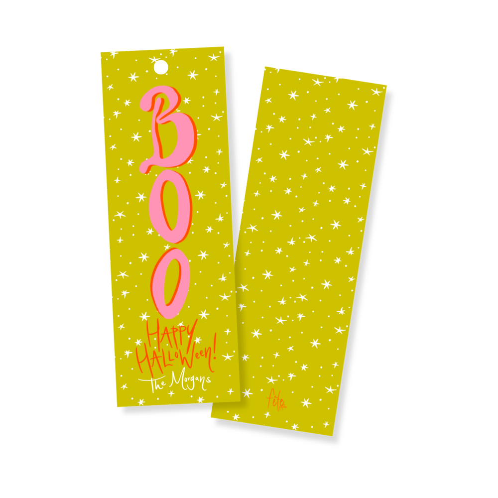 Boo! Long Gift Tags in Pink