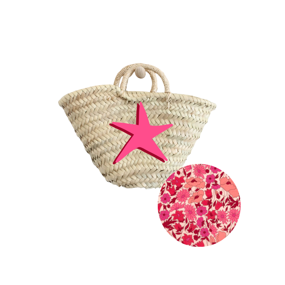 Breck & Grier for Fête Papier Straw Baskets Shadow Star Pink & Red