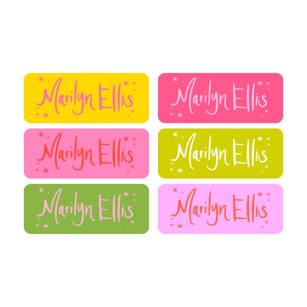 Girl Back To School Vinyl Labels in Flamingo & Cotton Candy