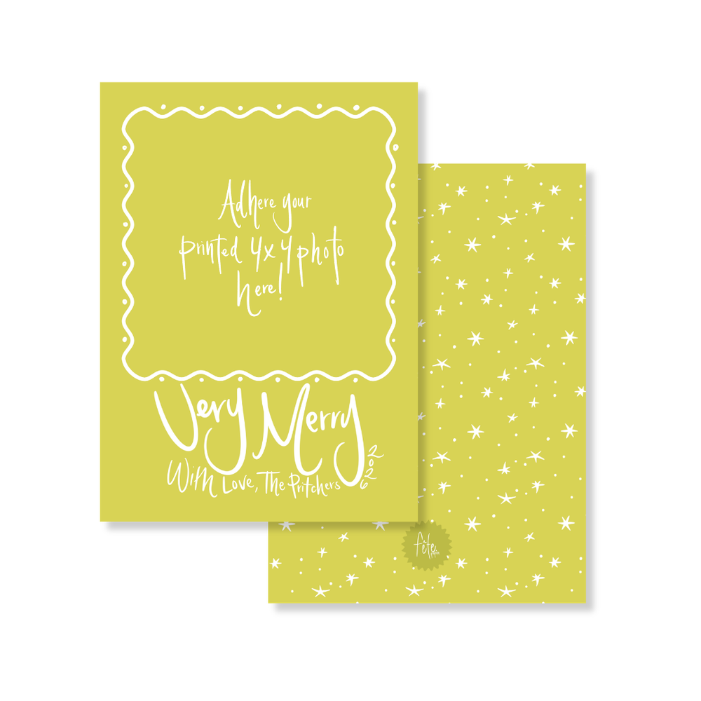 Wavy Dot Christmas Card in Citrus with Photo Mount