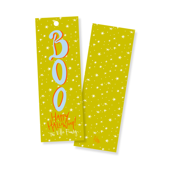 Boo! Long Gift Tags in Blue