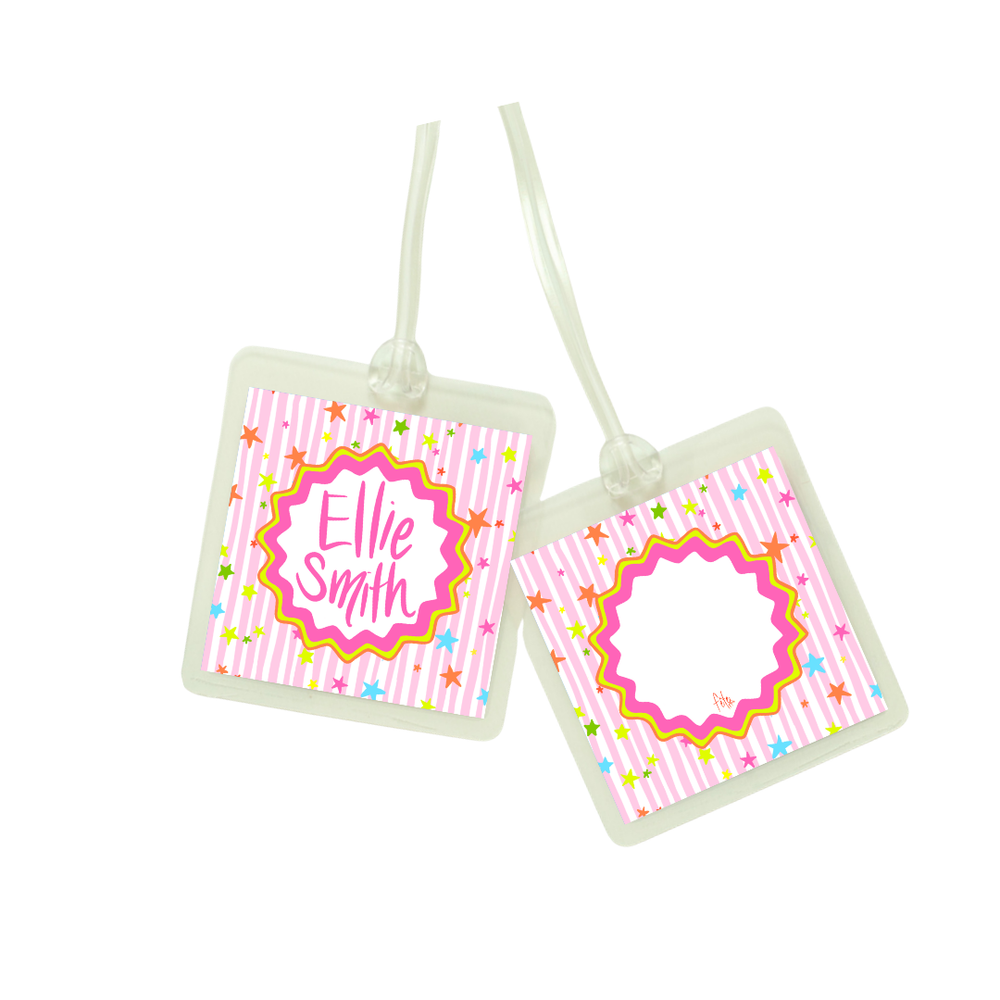 Stars and Stripes Bag Tag in Pink