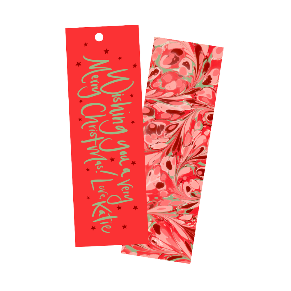 Peppermint Swirl Long Gift Tags in Red