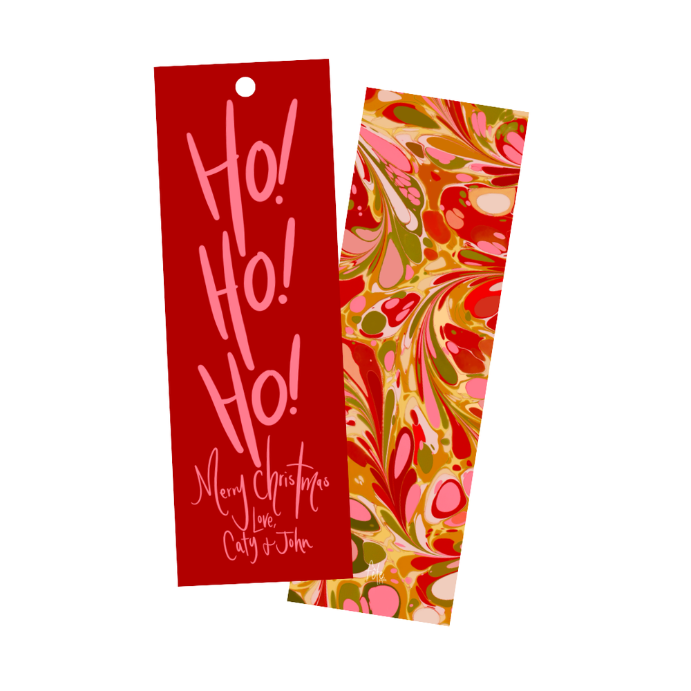 Golden Holiday Long Gift Tags in Red