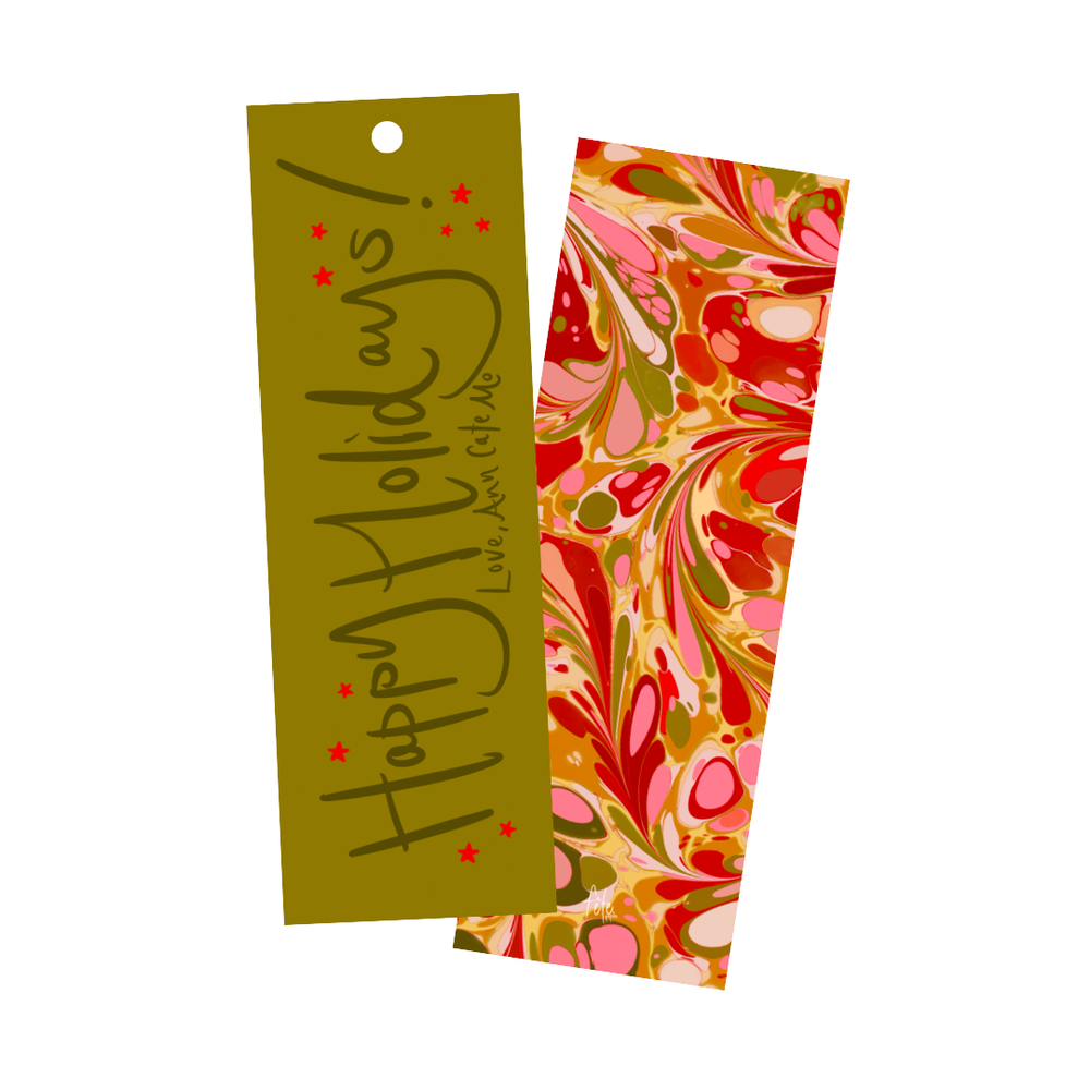 Golden Holiday Long Gift Tags in Green