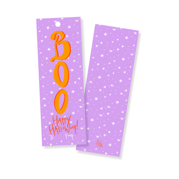 Boo! Long Gift Tags in Purple