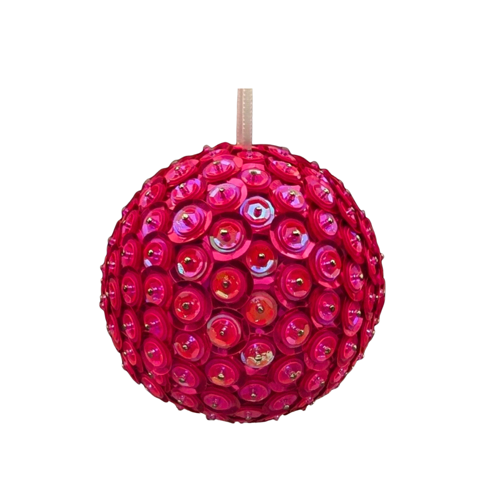 Sequin Bauble Ornament ~ Bulls Eye Pink