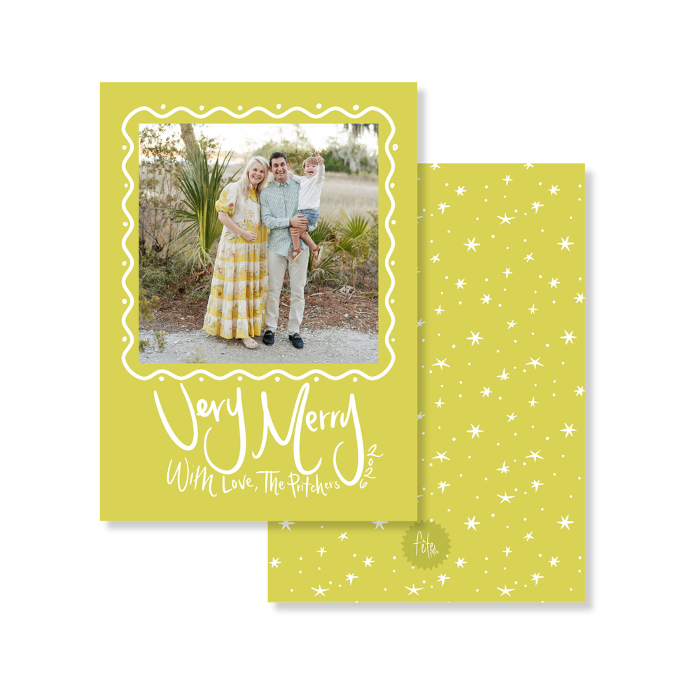 Wavy Dot Christmas Card in Citrus