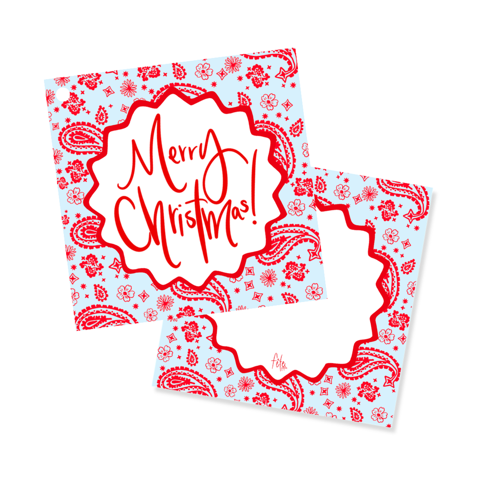 Bandana Holiday Gift Tags in Blue & Red