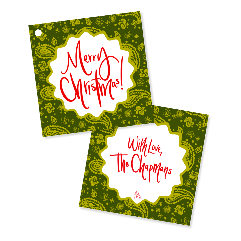 Bandana Holiday Gift Tags in Green
