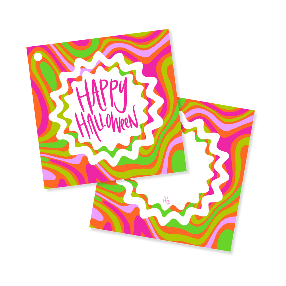 Groovy Halloween Gift Tags in Pink