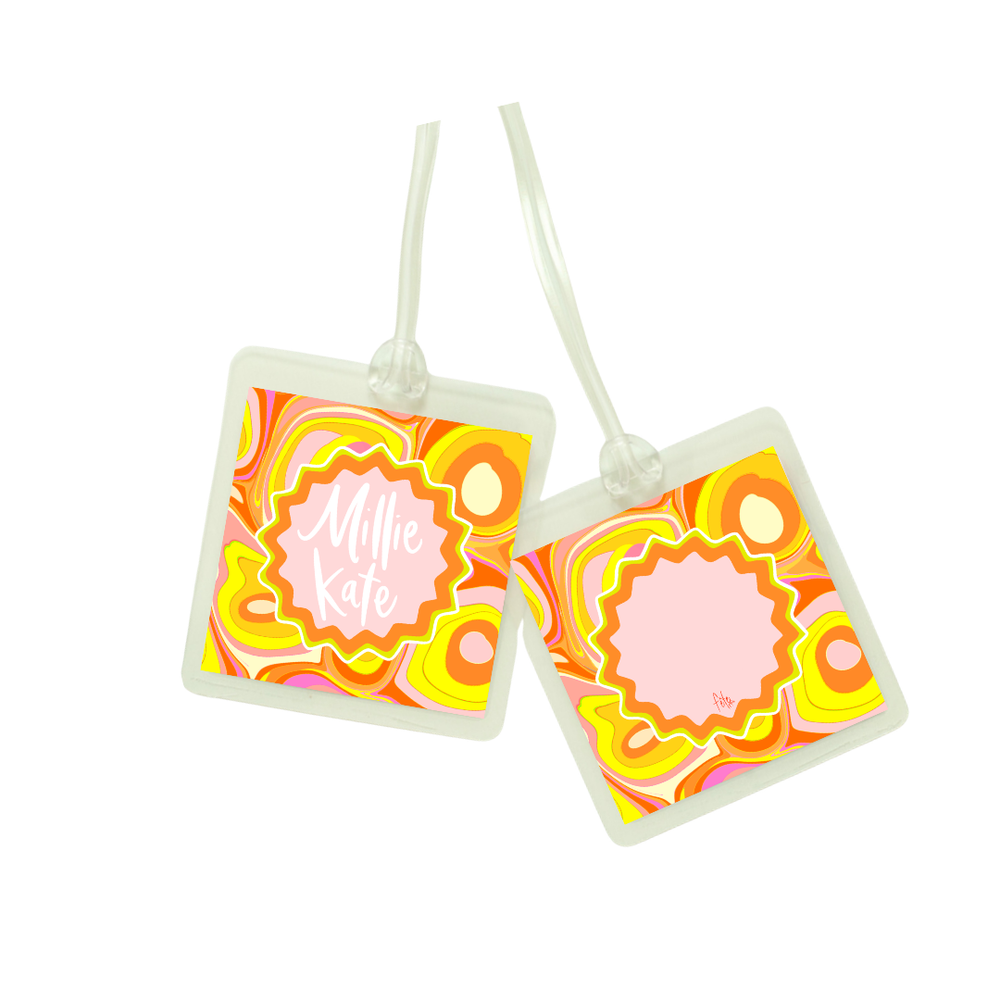 Groovy Marble Bag Tag in Yellow