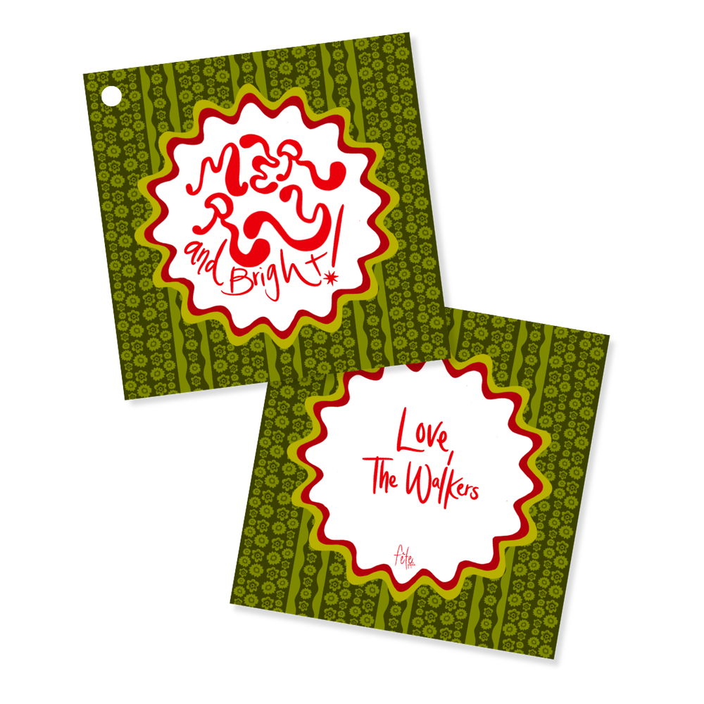 Mod Poinsettia Stripe Gift Tags