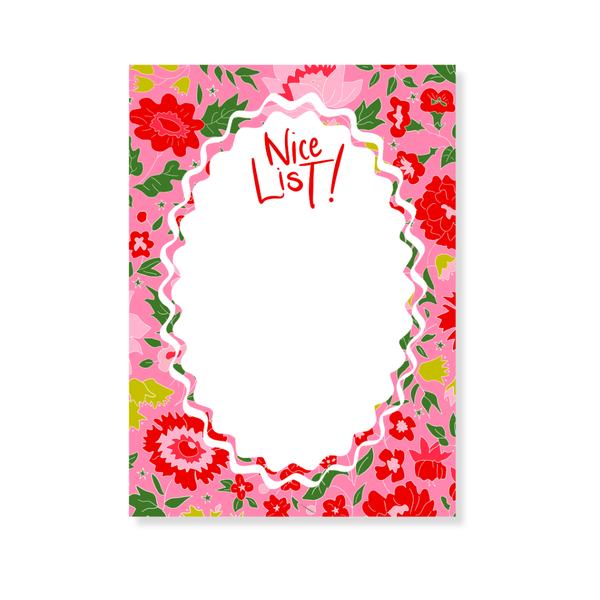 Holiday Floral Notepad in Pink