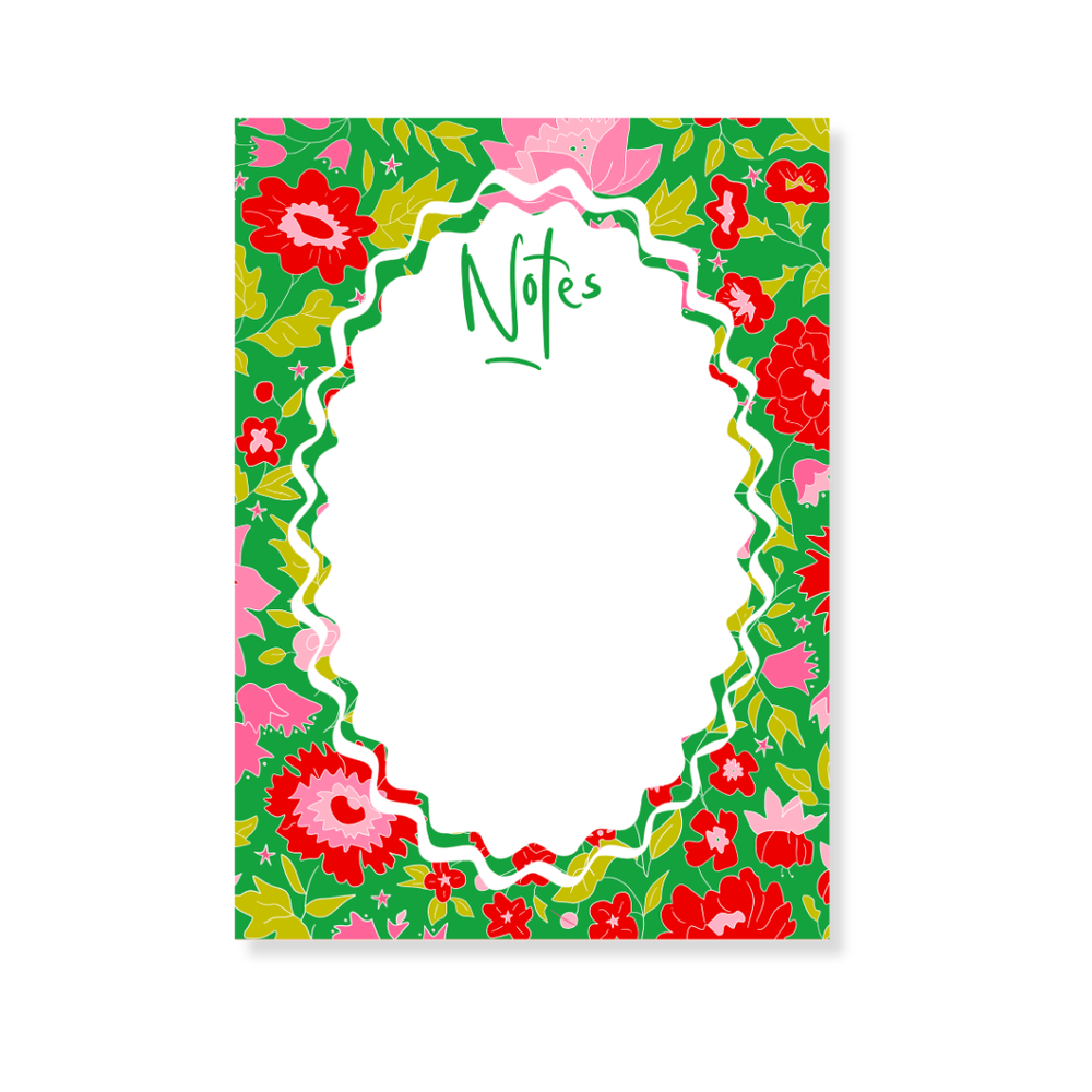 Holiday Floral Notepad in Green
