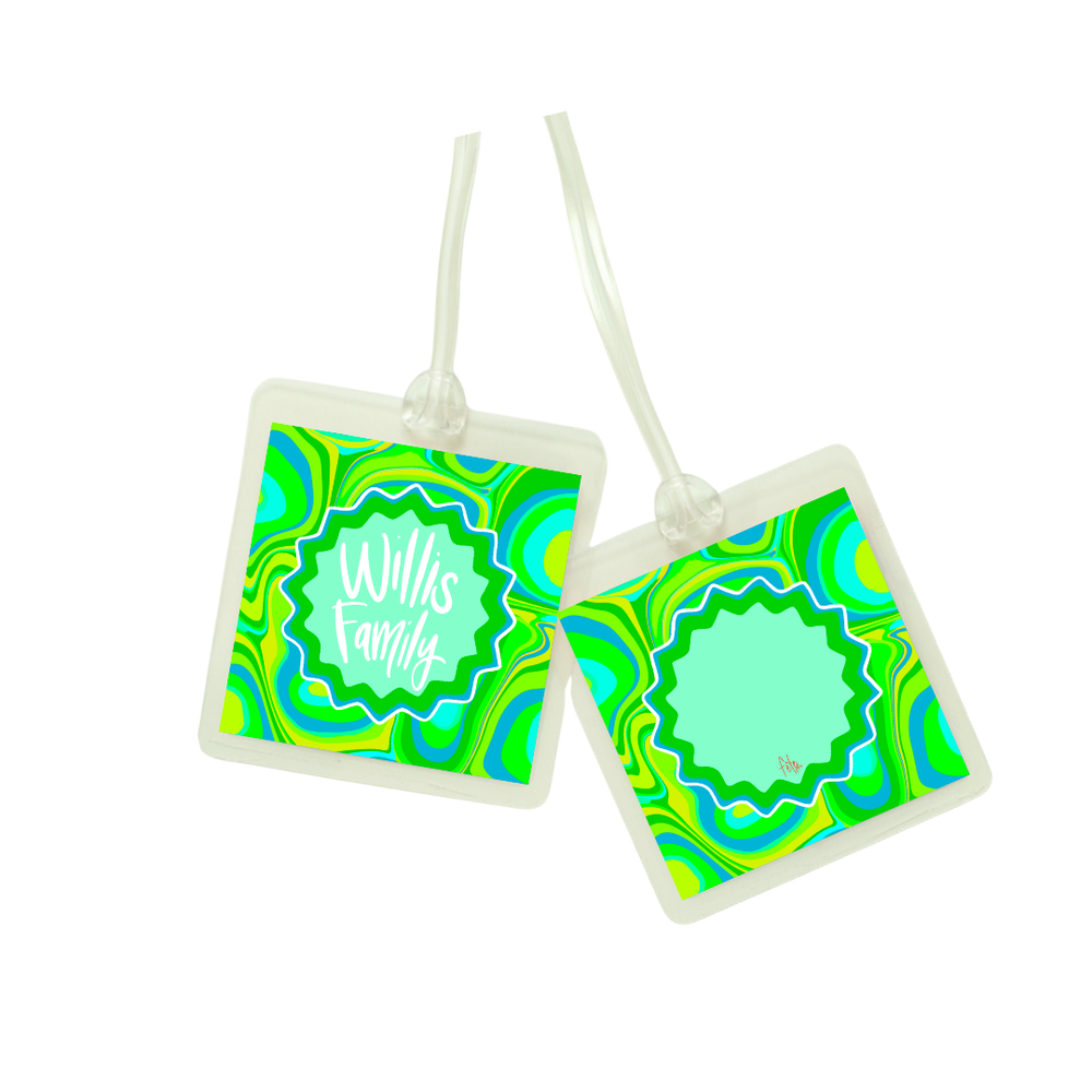 Groovy Marble Bag Tag in Green