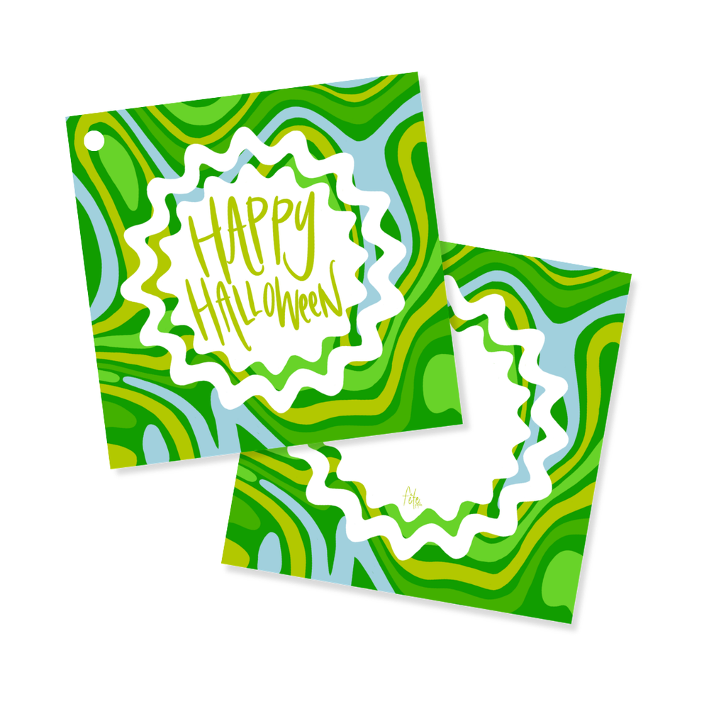 Groovy Halloween Gift Tags in Green