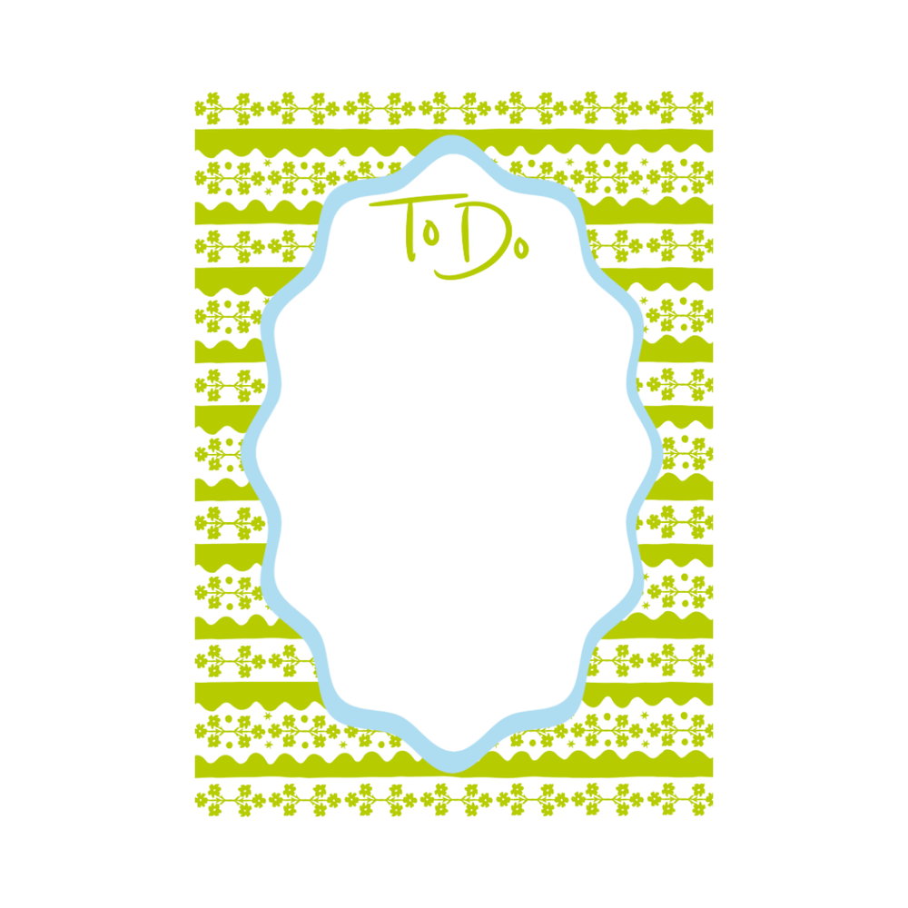 Sample Sale: Garden of Fête Green To Do Notepad _ 50 Page