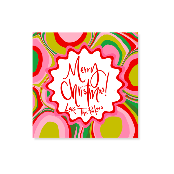 Retro Swirl Holiday Gift Stickers
