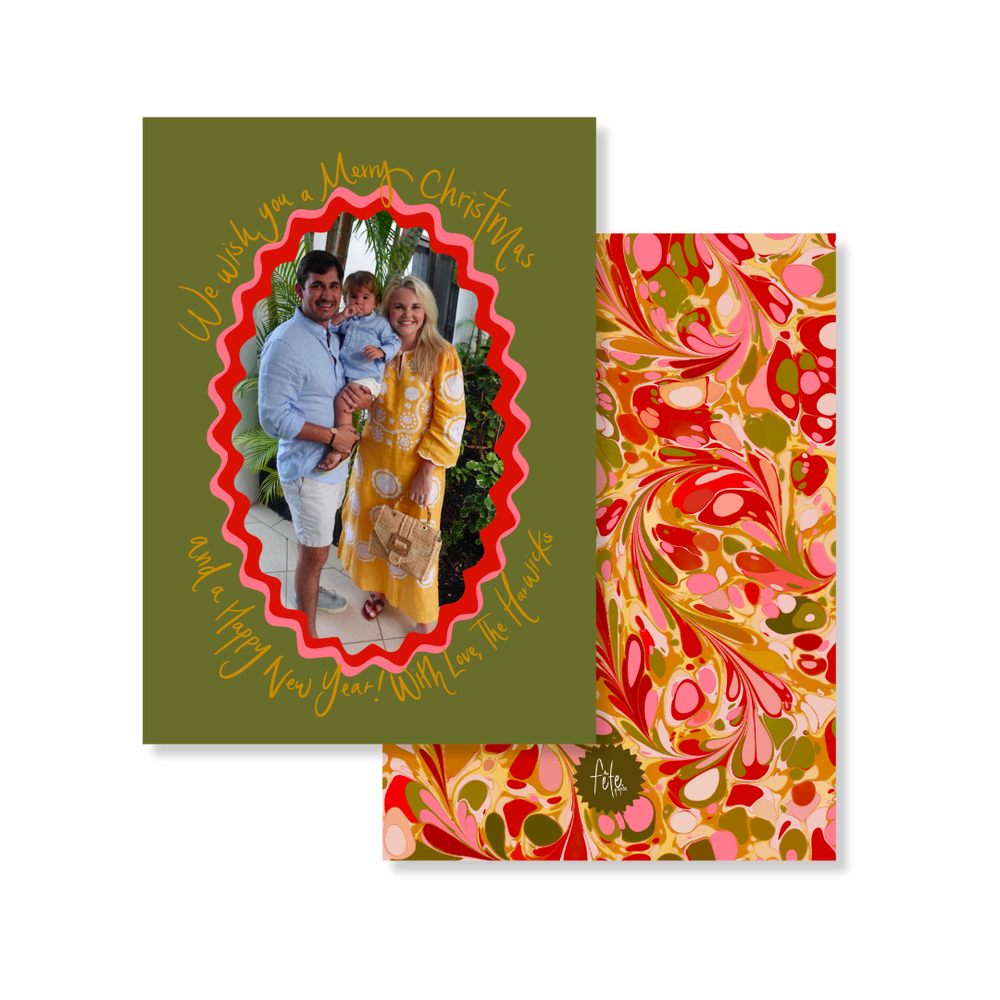 Golden Holiday Marbled Christmas Card in Frazier