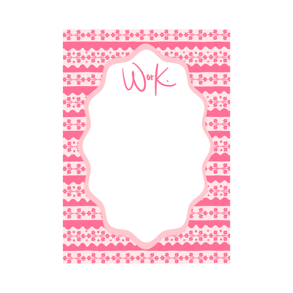 Sample Sale: Garden of Fête Pink Work. Notepad _ 50 Page