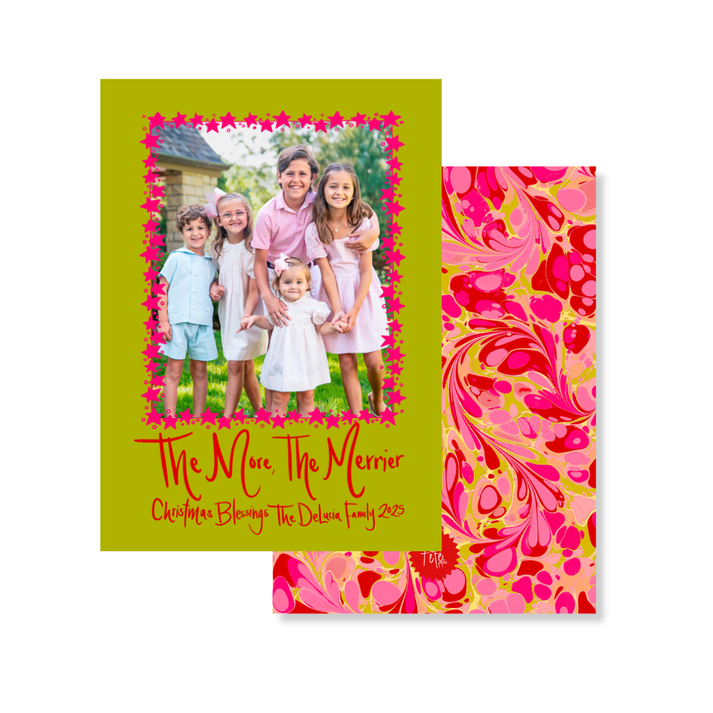 Candy Land Marbled Christmas Card in Chartreuse