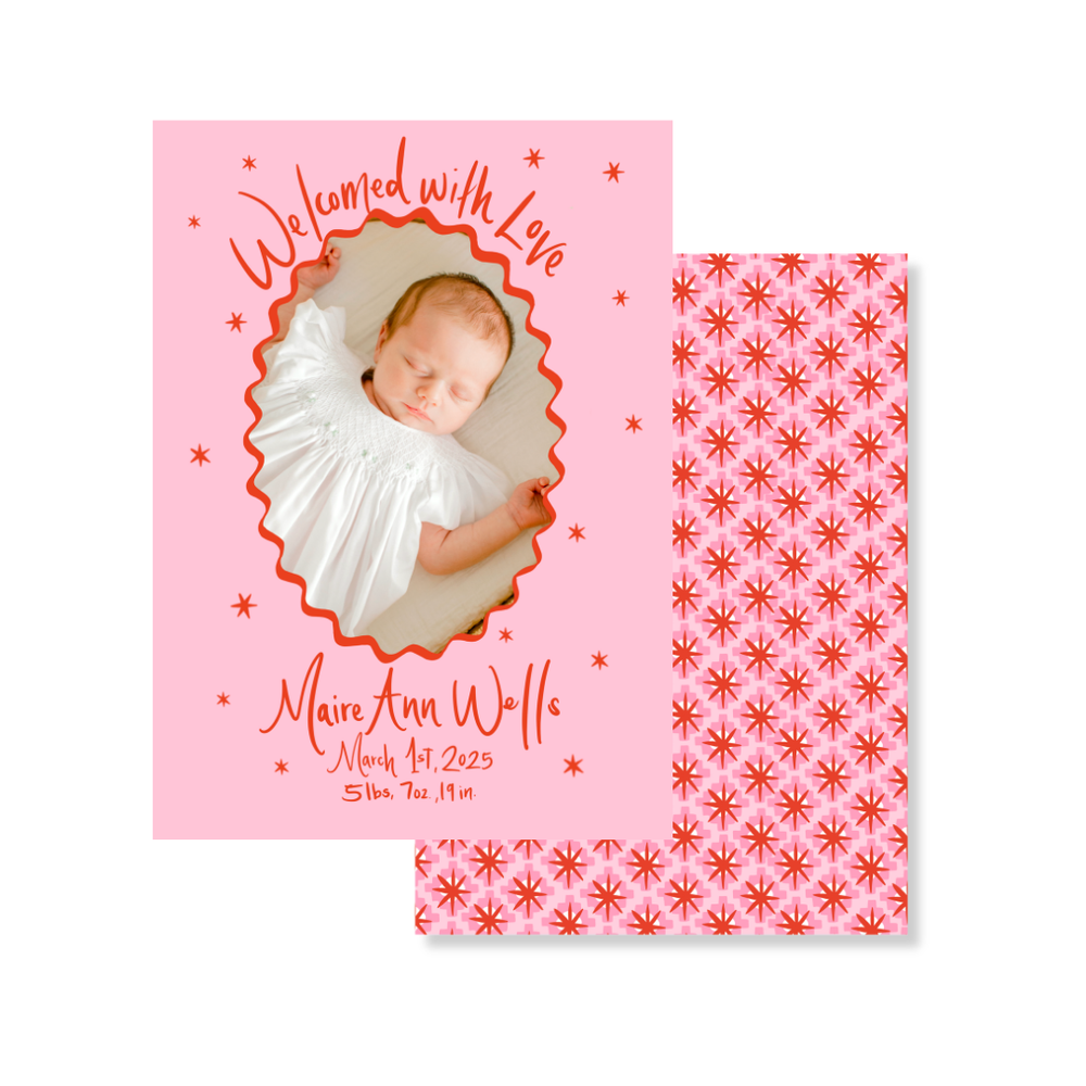 Welcomed with Love Christmas Card in Pink