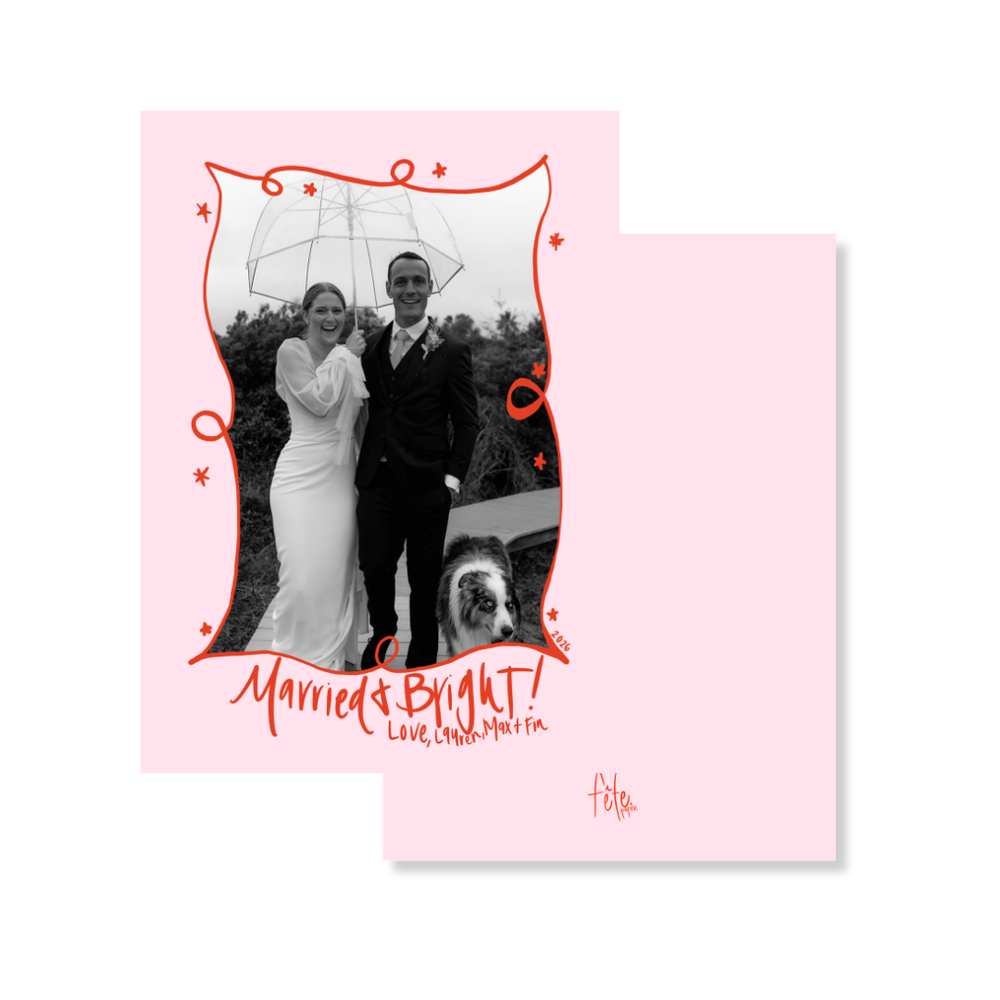 OG Pink Border Star Christmas Cards