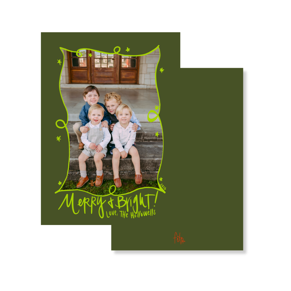 OG Green Border Star Christmas Cards