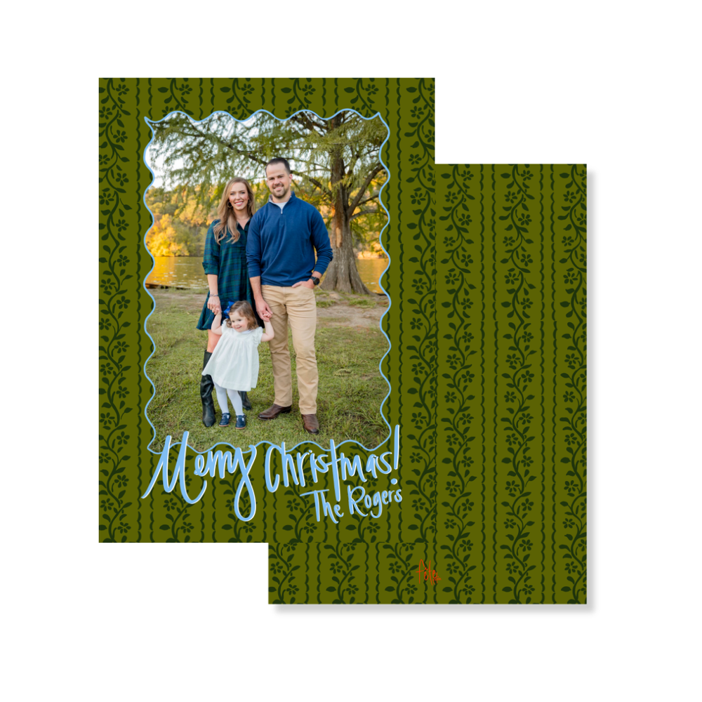 OG Green Floral Vine Christmas Cards