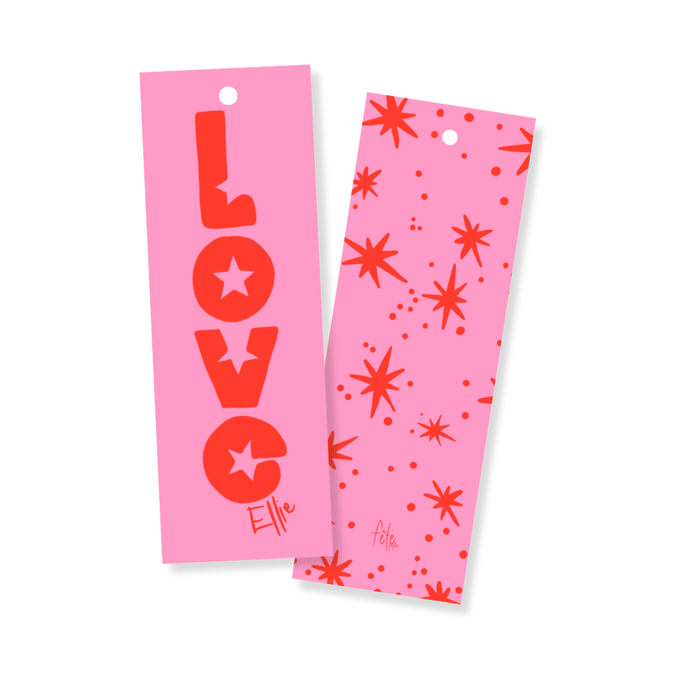 Love Star Burst Gift Tags in Pink