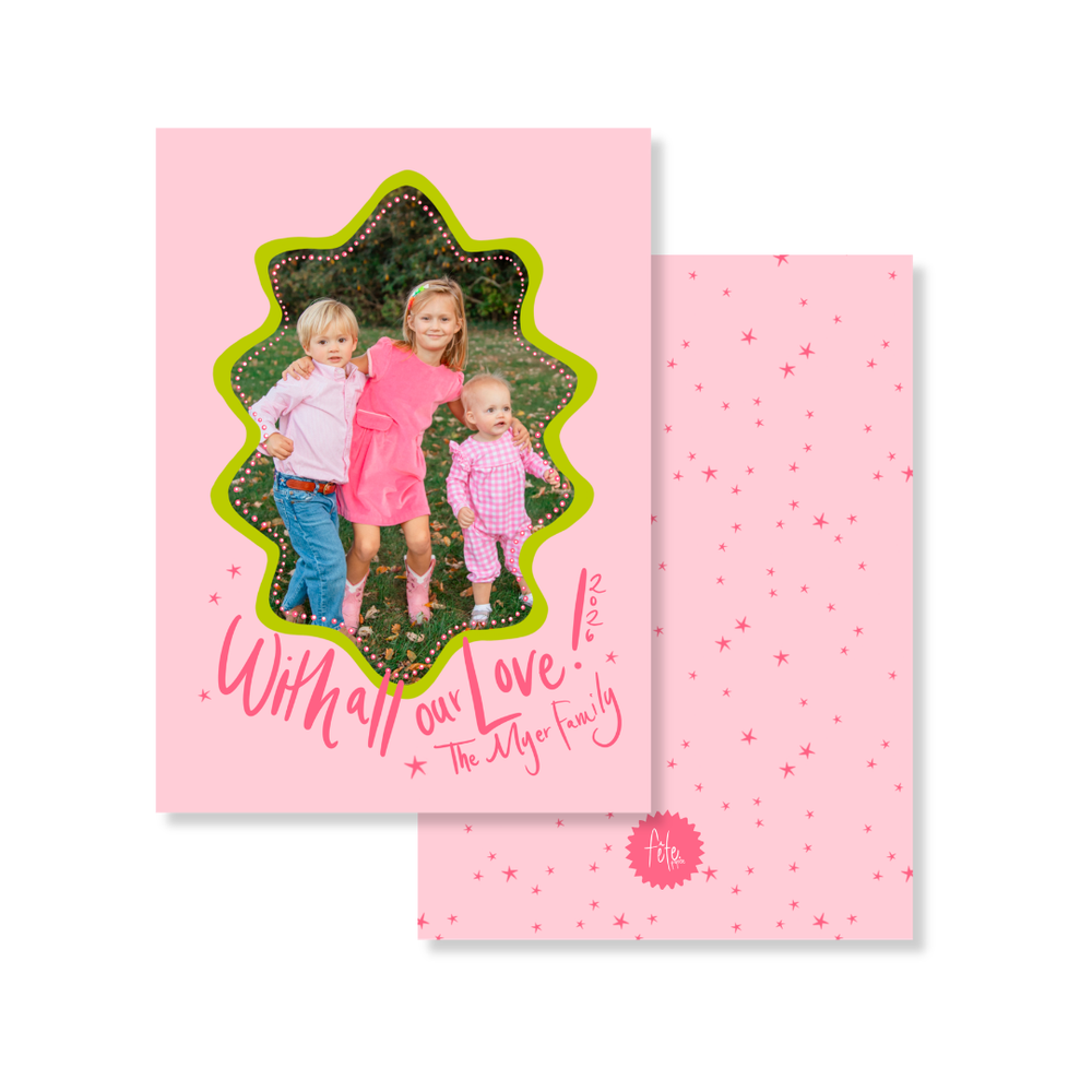 Holiday Glitz Christmas Card in Pink