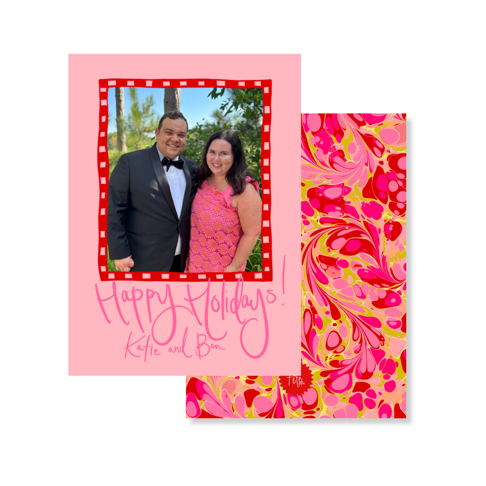 Candy Land Marbled Christmas Card in Pink