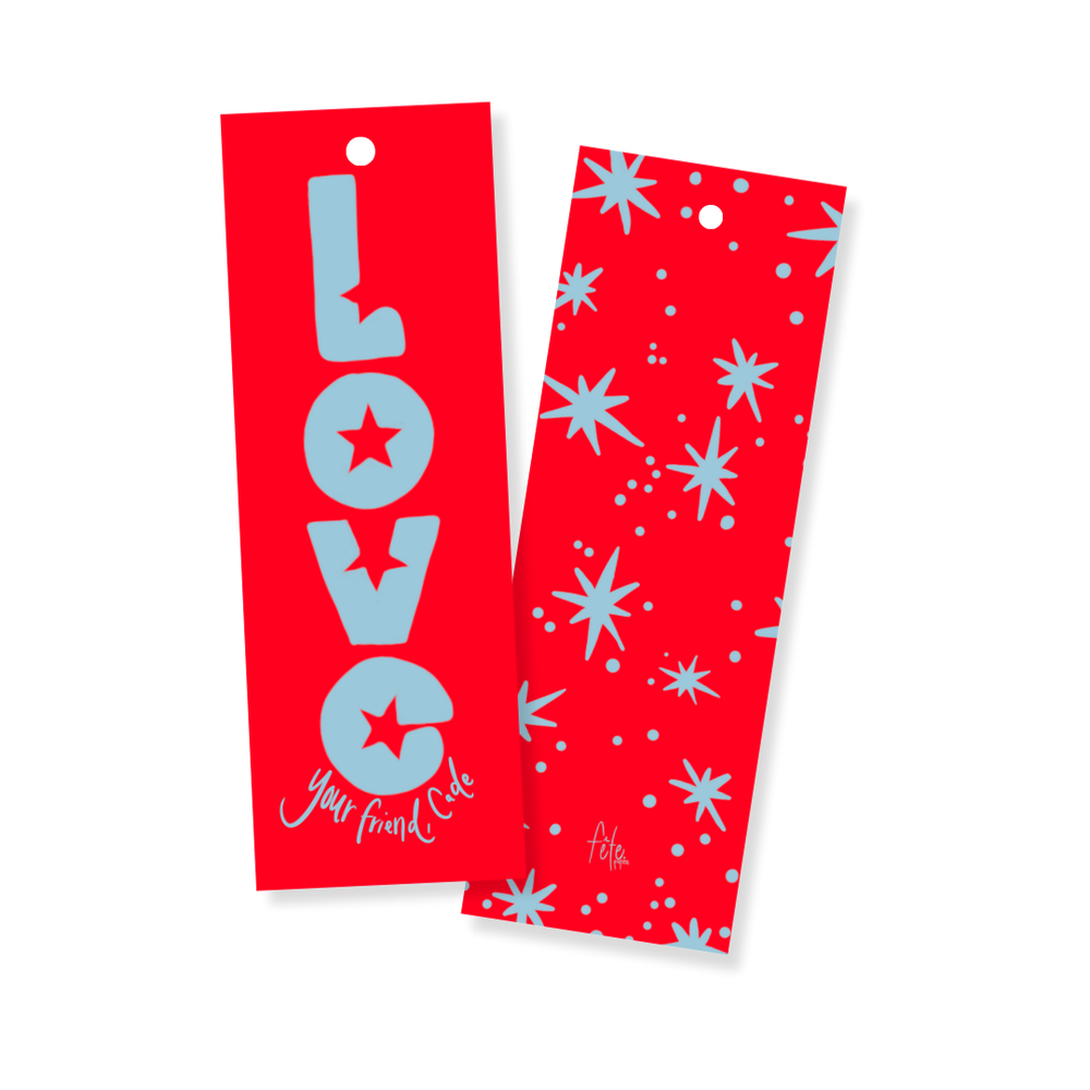 Love Star Burst Gift Tags in Red