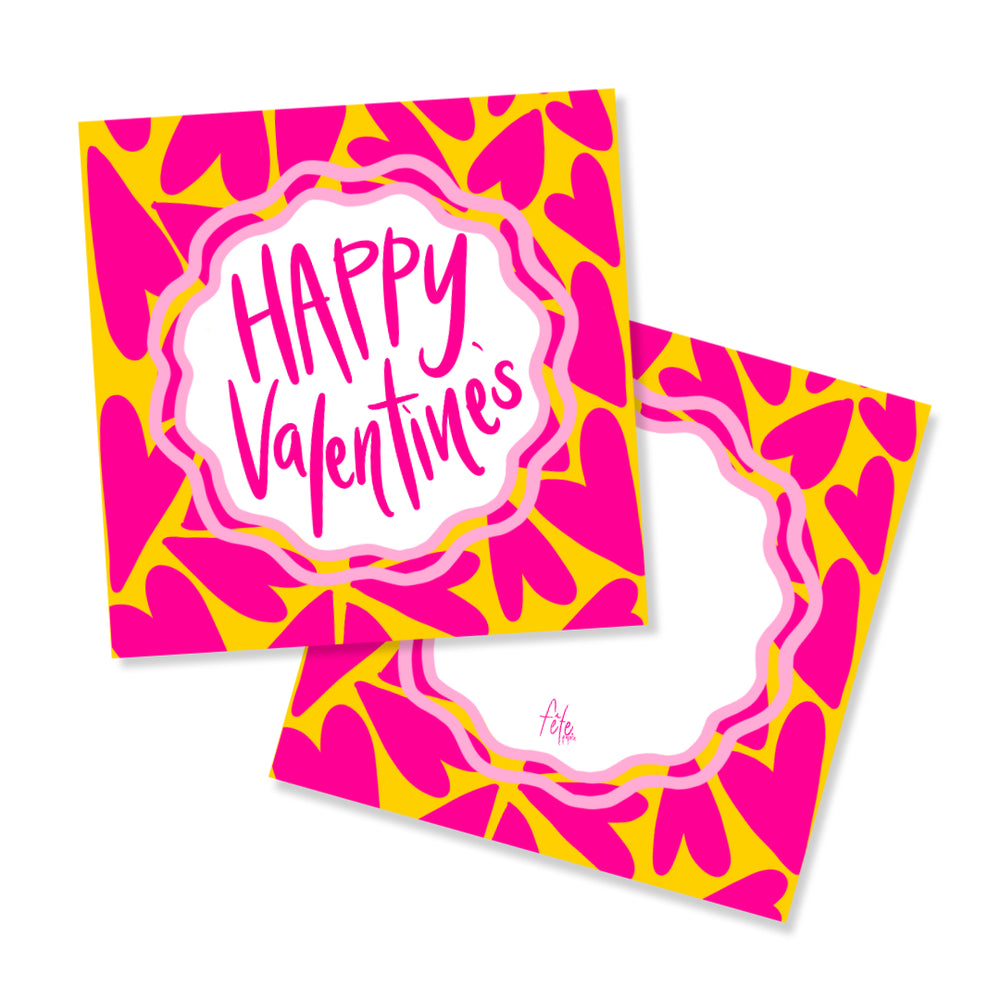 Happy Valentine's Hearts Gift Tags in Yellow