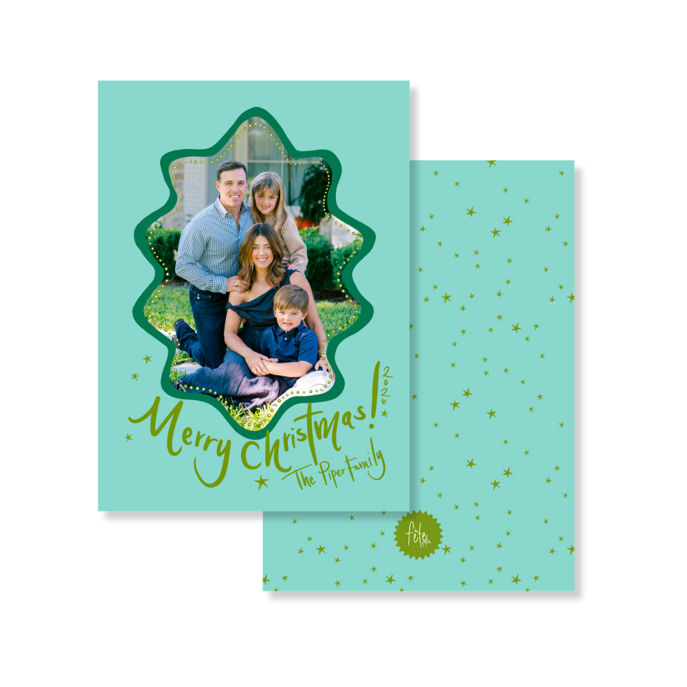 Holiday Glitz Christmas Card in Aqua