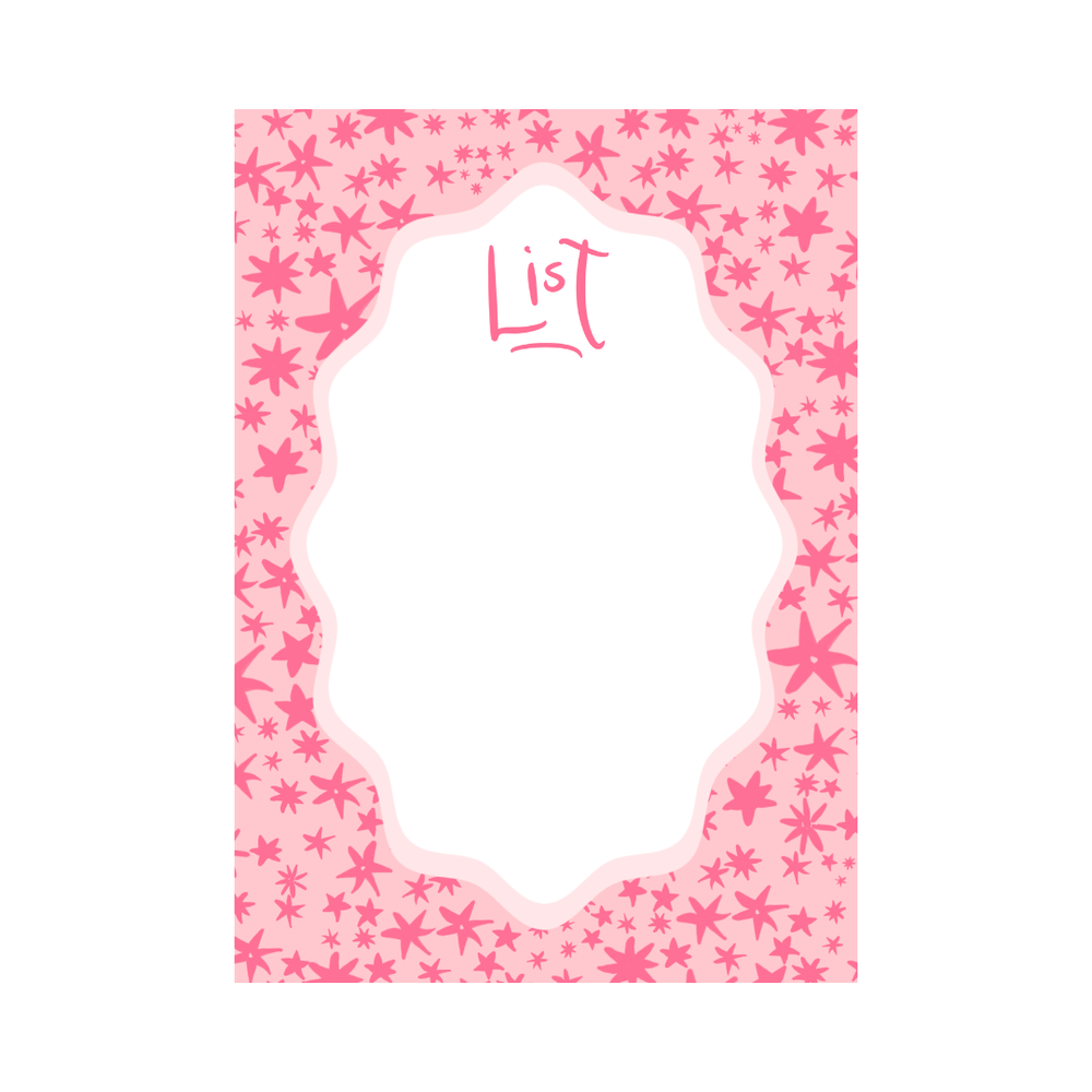 Sample Sale: Garden of Fête Pink Star Notepad _ 50 Page