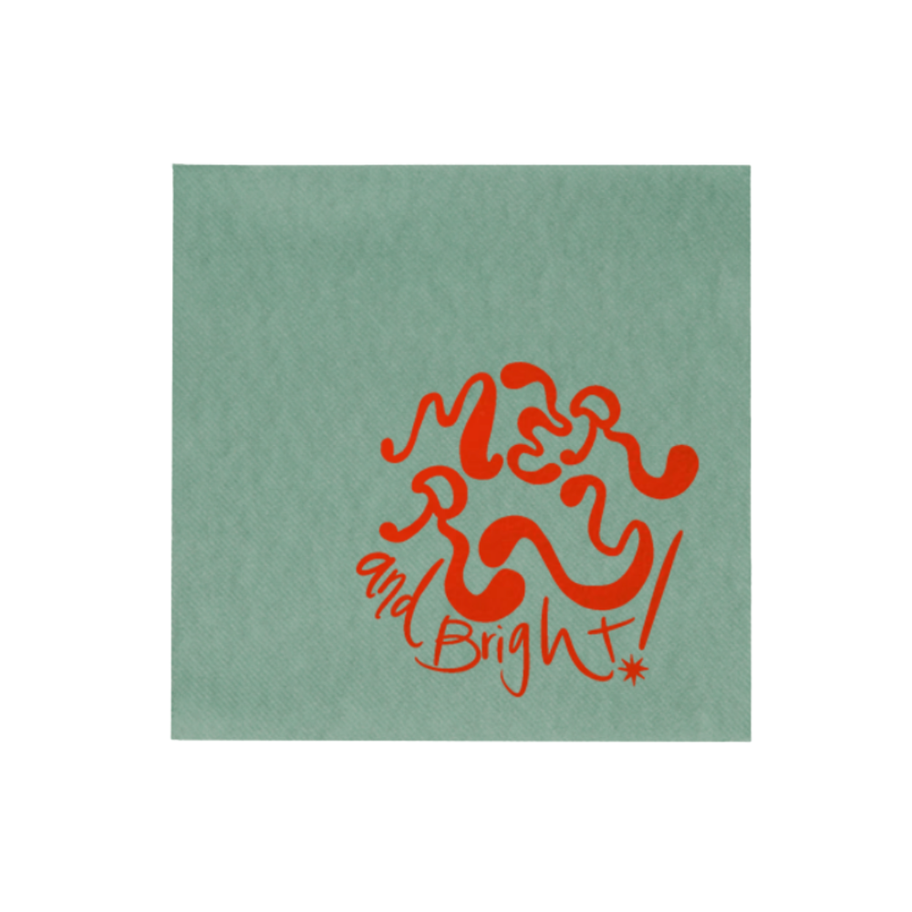 Groovy Merry & Bright Napkins in Eucalyptus + Red
