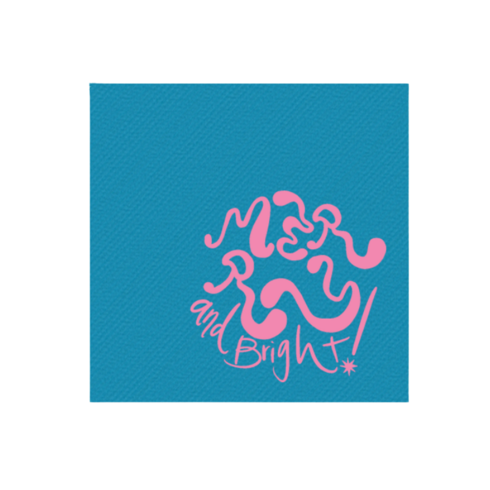 Groovy Merry & Bright Napkins in Teal + Pink