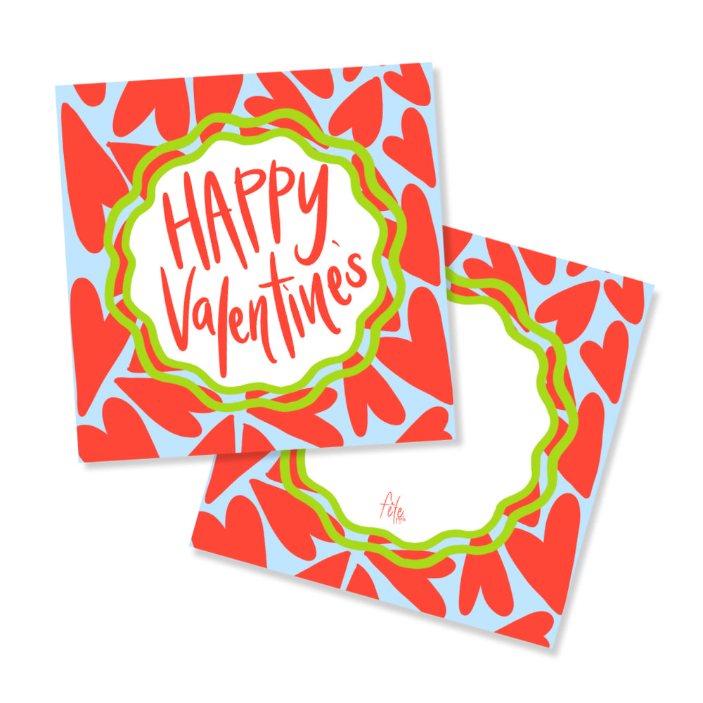 Happy Valentine's Hearts Gift Tags in Blue