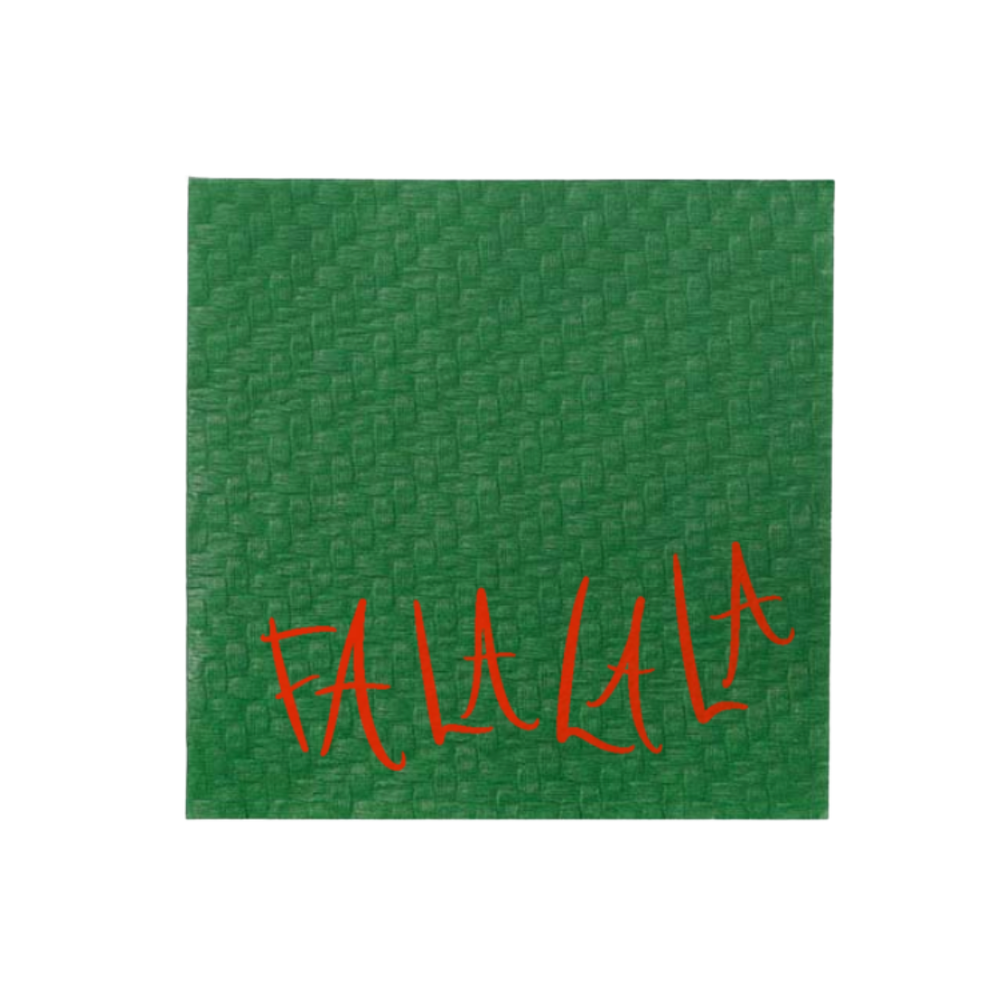 Fa la la la Basket Weave Napkins in Evergreen + Red