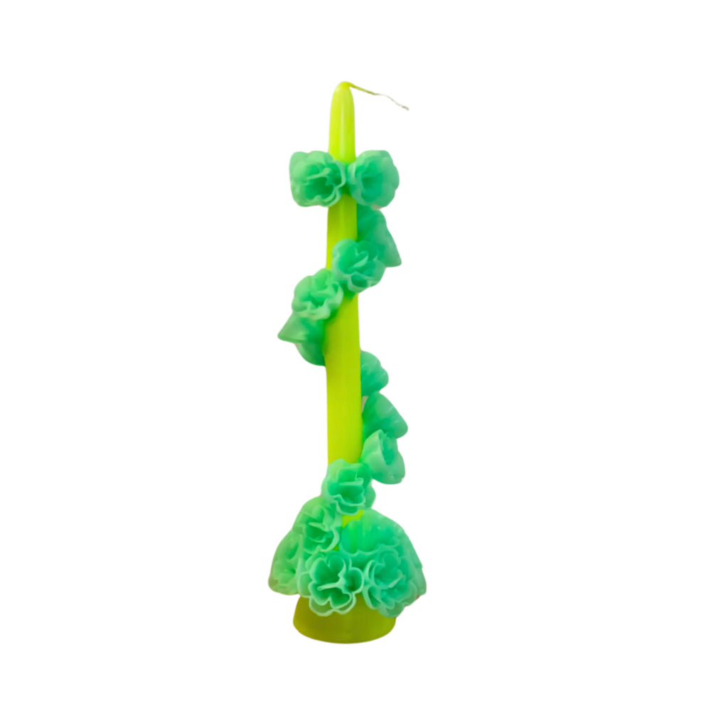 Floral Candle - Neon + Mint
