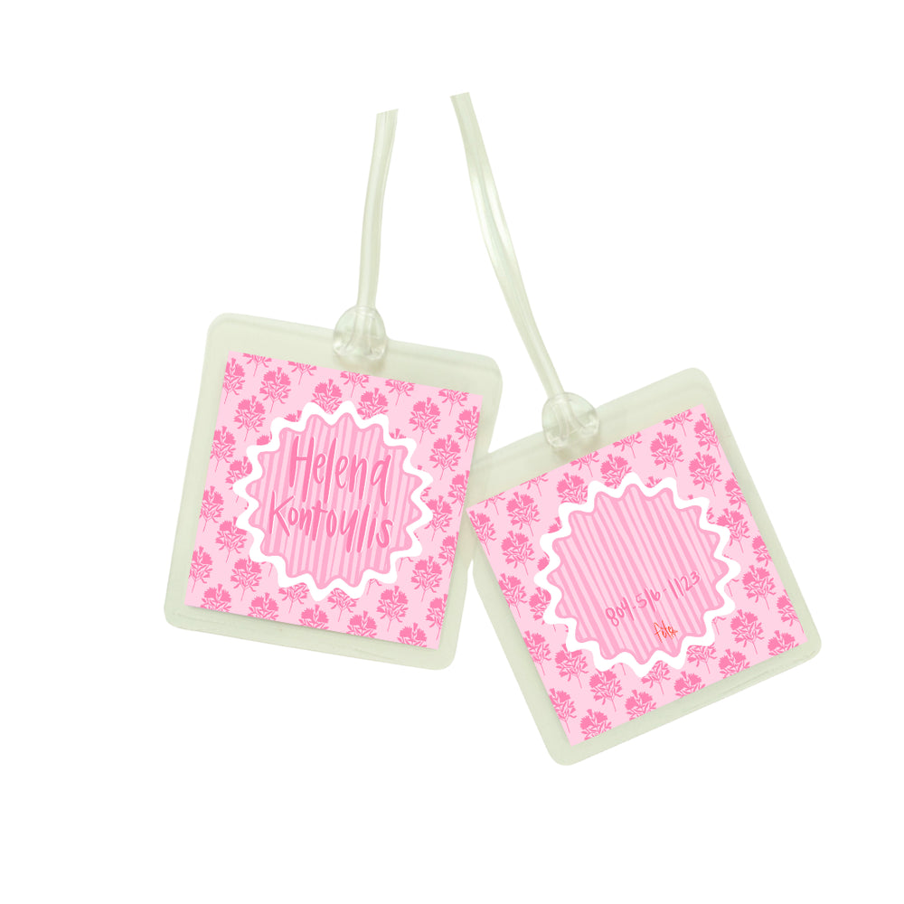 Block Print Bag Tag in Pinks