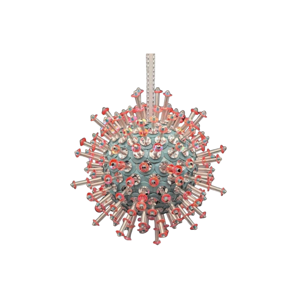 Sequin Bauble Ornament ~ Teal & Salmon