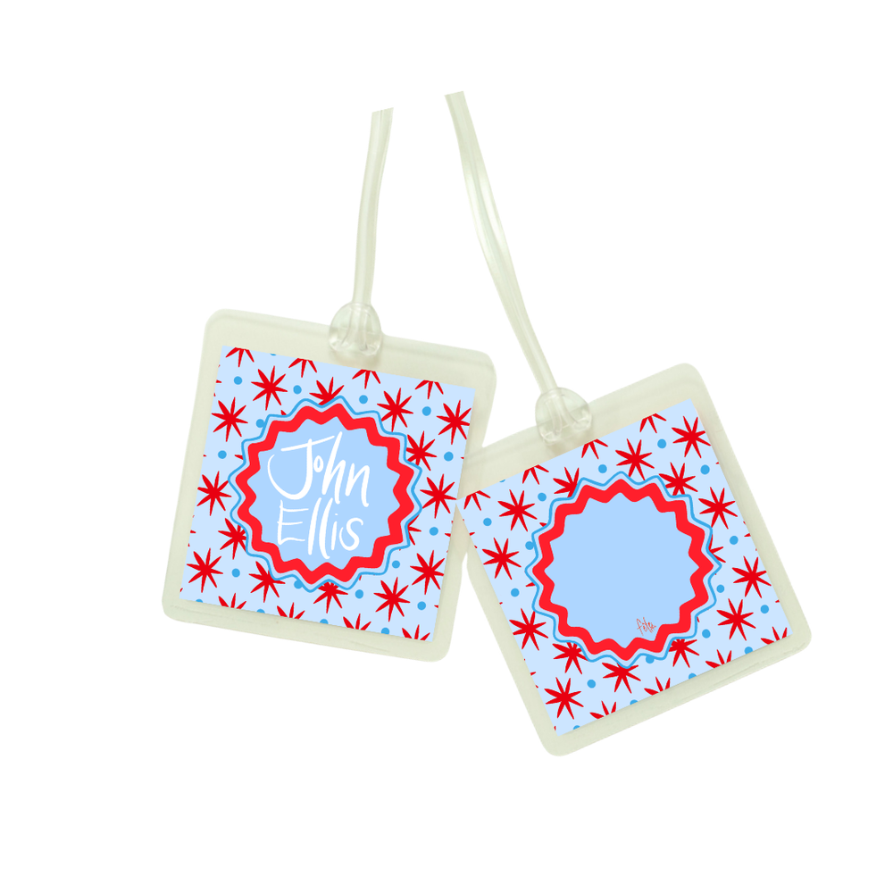 Star Dot Bag Tag in Blue & Red