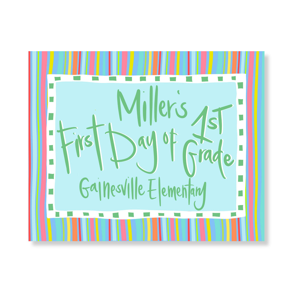 Striped Back To School Sign in Sky