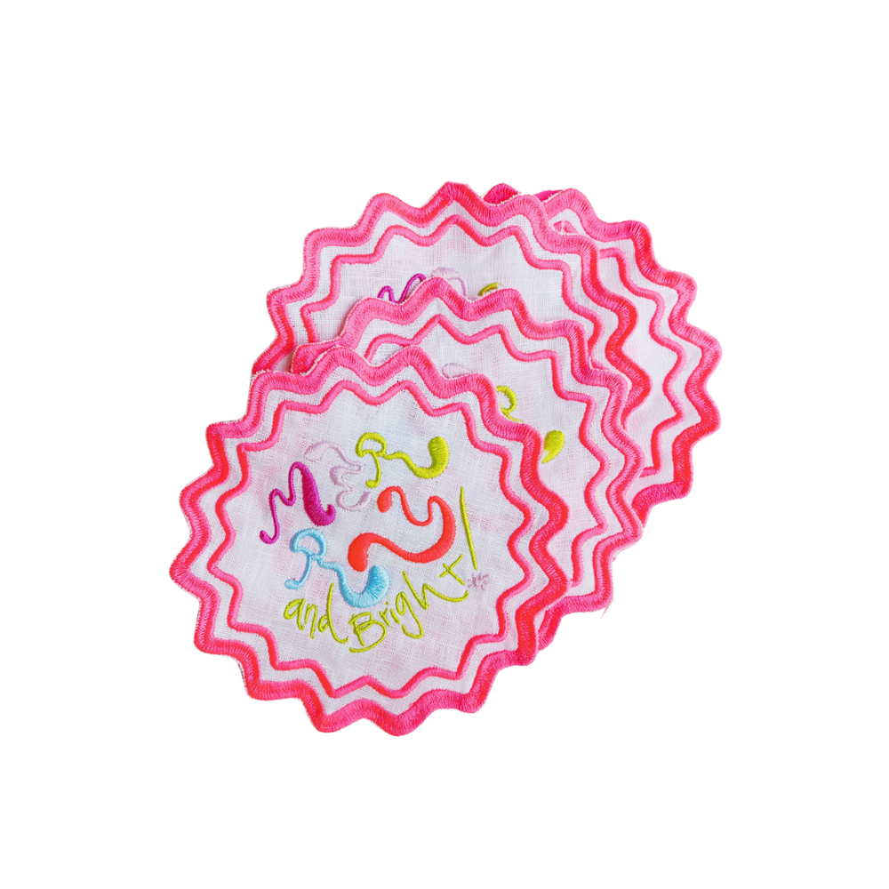 Bobinette x Fête Papier Retro Merry & Bright Embroidered Cocktail Napkins